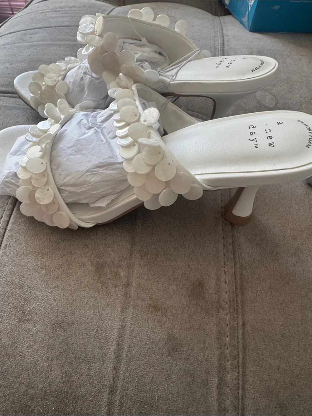 a new day Cream Sequin Slide Sandals